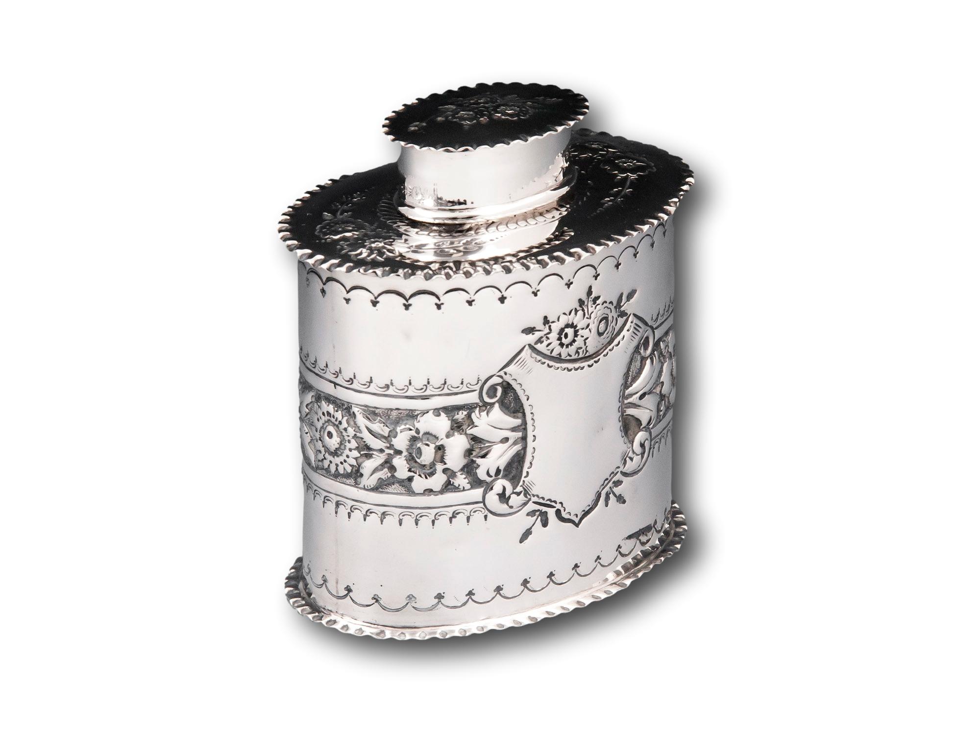 Neoclassical Sterling Silver Tea Caddy Hamilton & Co Calcutta For Sale