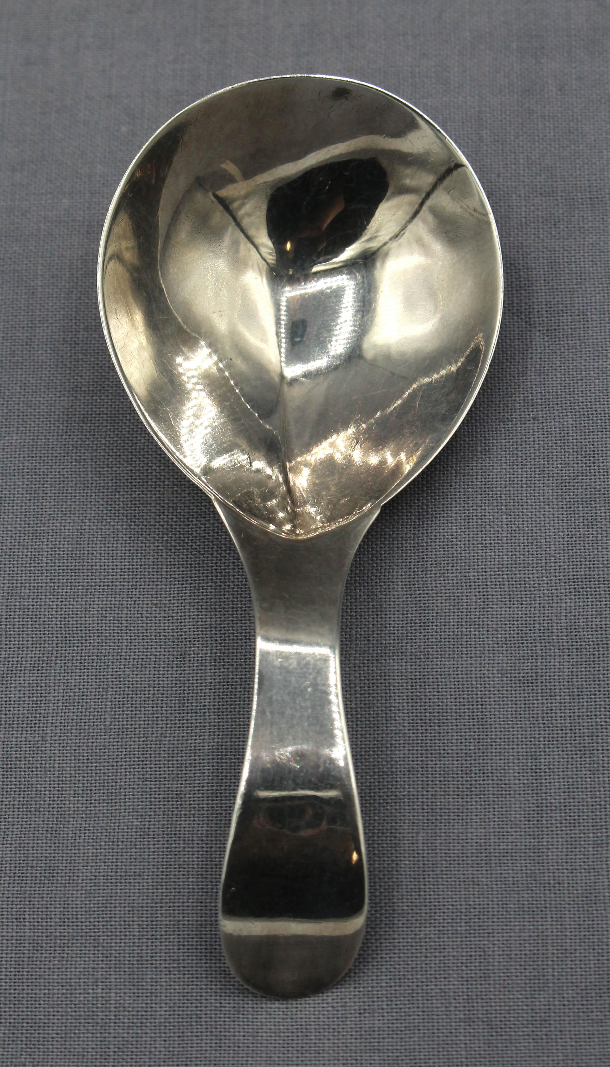 English Sterling Silver Tea Caddy Spoon by Hester Bateman, London, 1790