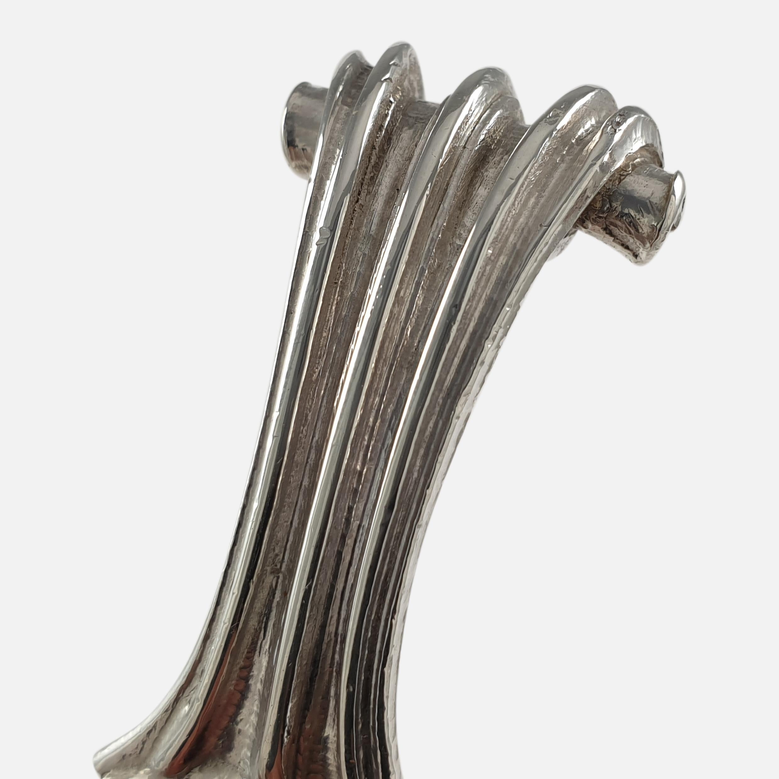 British Sterling Silver Tea Caddy Spoon, Omar Ramsden, 1927 For Sale