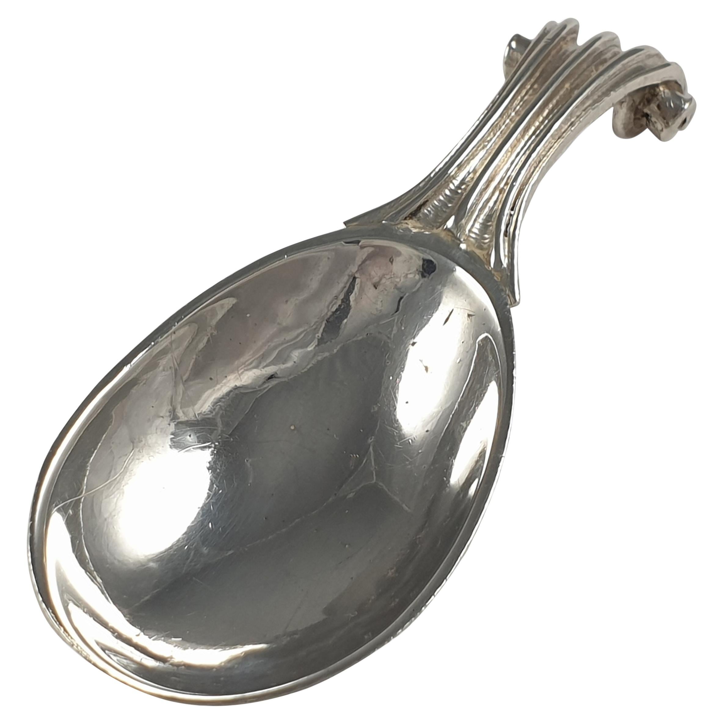 Sterling Silver Tea Caddy Spoon, Omar Ramsden, 1927