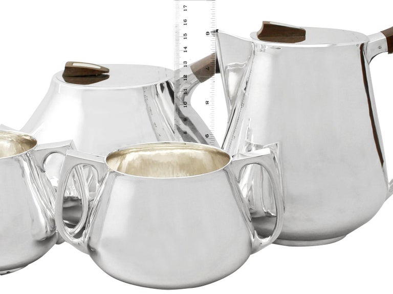 Mid-20th Century Sterling Silver Tea / Coffee Service with Tray, Design Style For Sale
