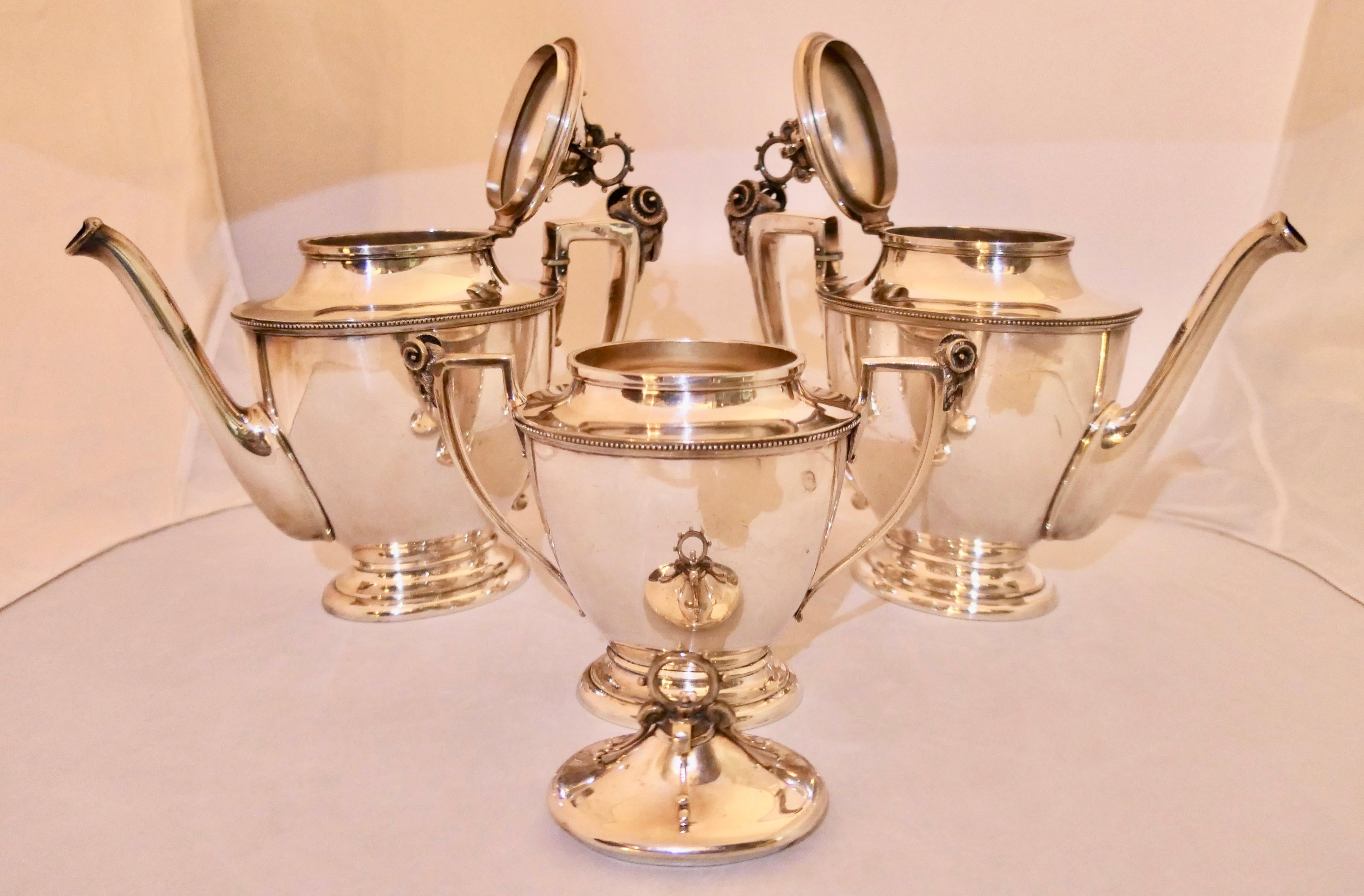 Sterling Silver Tea Pots '2' & Sugar Stamped B & R, Boston For Sale 1