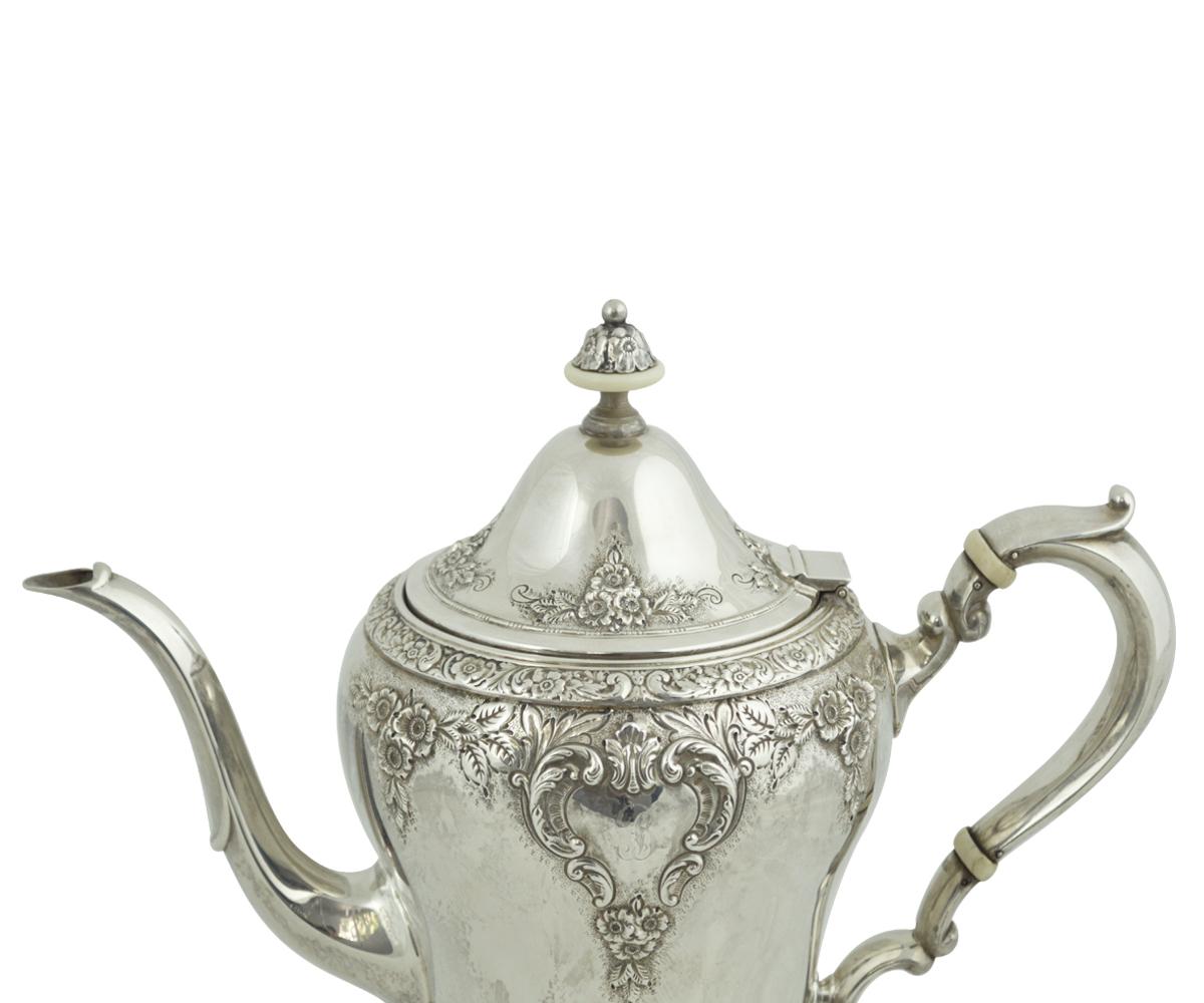 Baroque Sterling Silver Tea Set For Sale