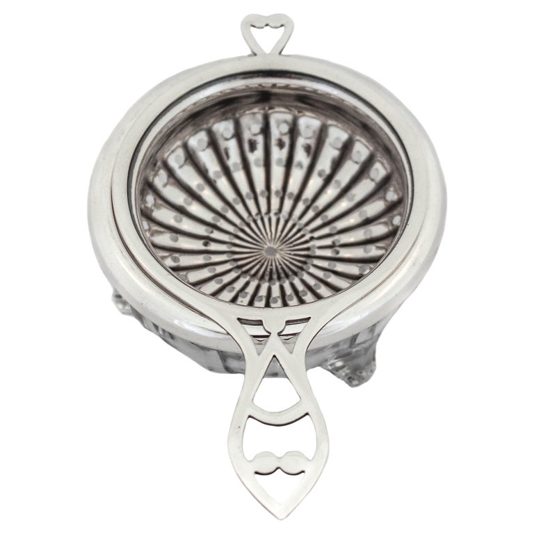 Sterling Silver Tea Strainer and Bowl For Sale at 1stDibs