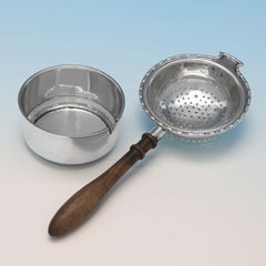 Art Deco Period Sterling Silver Tea Strainer, Birmingham 1935, Charles Packer