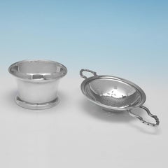 Art Deco Period Sterling Silver Tea Strainer, Hukin & Heath, Birmingham, 1940