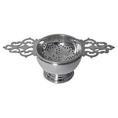 Sterling Silver Tea Strainer with Stand Wakely and Wheeler London