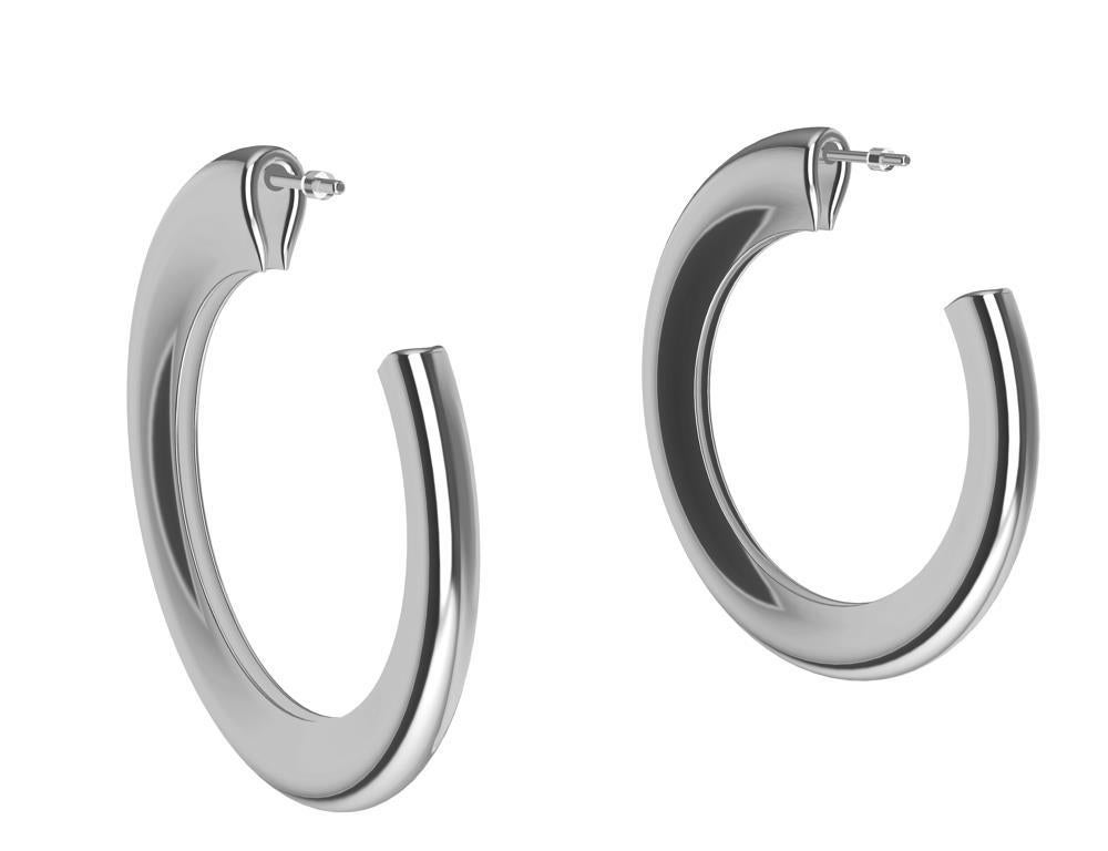 Sterling Silver Teardrop Hoop Earrings For Sale 1
