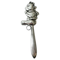 Sterling Silver Teddy Bear Baby Rattle