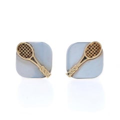Sterling Silver Tennis Racket Men's Cufflinks - 925 & 14k Gold Sports Racquet
