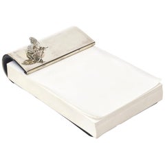 Vintage Sterling Silver Thistle and Bee, London Note Pad Desk Accessory