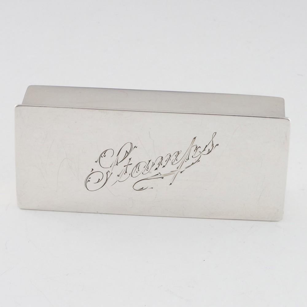 English Sterling Silver Three Compartment Stamp Box, 1895