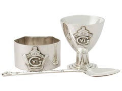 Art Deco Sterling Silver Three-Piece Christening Set