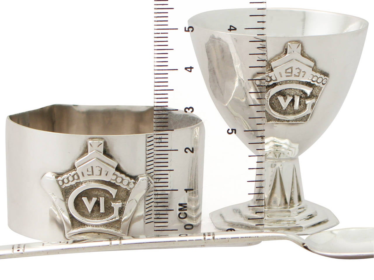 Inglese Set da battesimo in argento Sterling Art Deco a tre pezzi in vendita