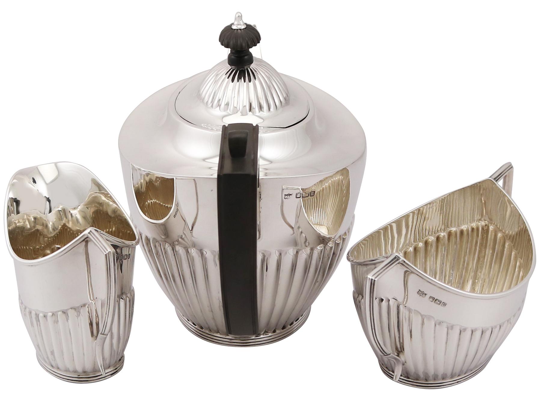 Queen Anne Antique Sterling Silver Three Piece Tea Service