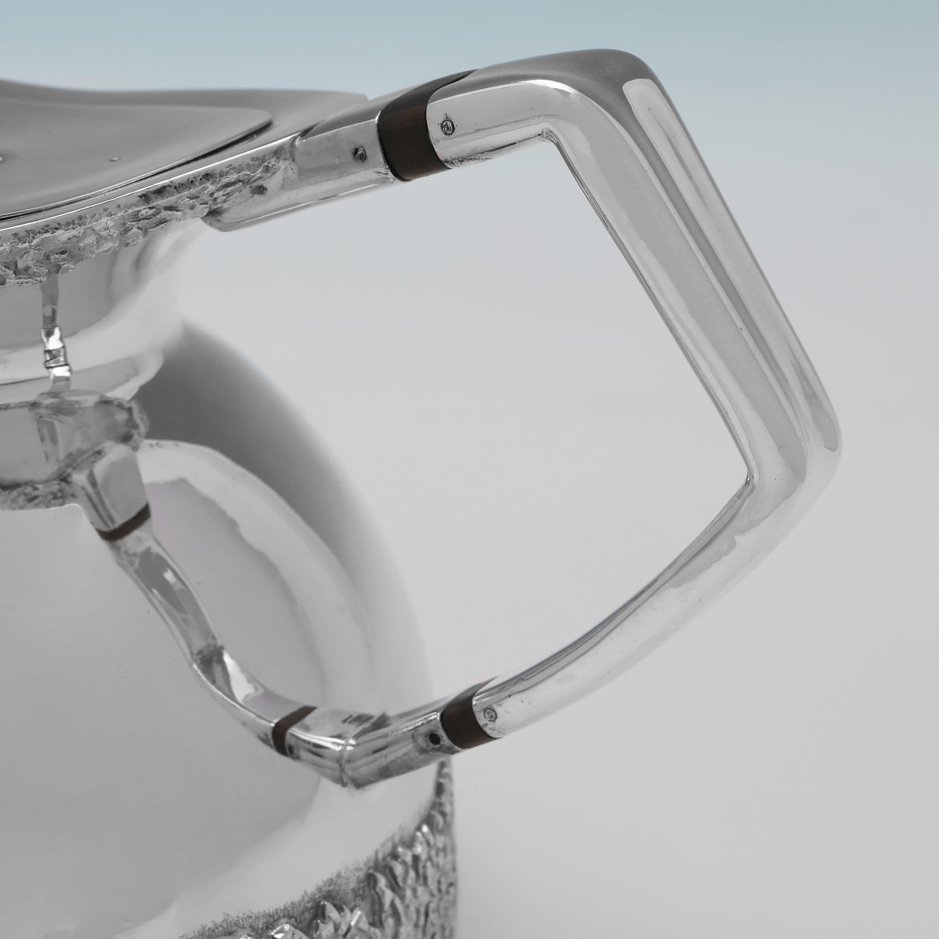 Mid-Century Modern Service à thé trois pièces en argent sterling par Michael Benstead, Londres, 1975 en vente