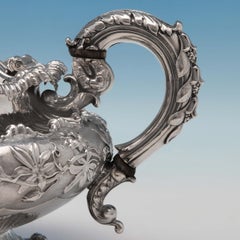 William IV Antique Sterling Silver Three-Piece 'Coral' Tea Set by Barnards