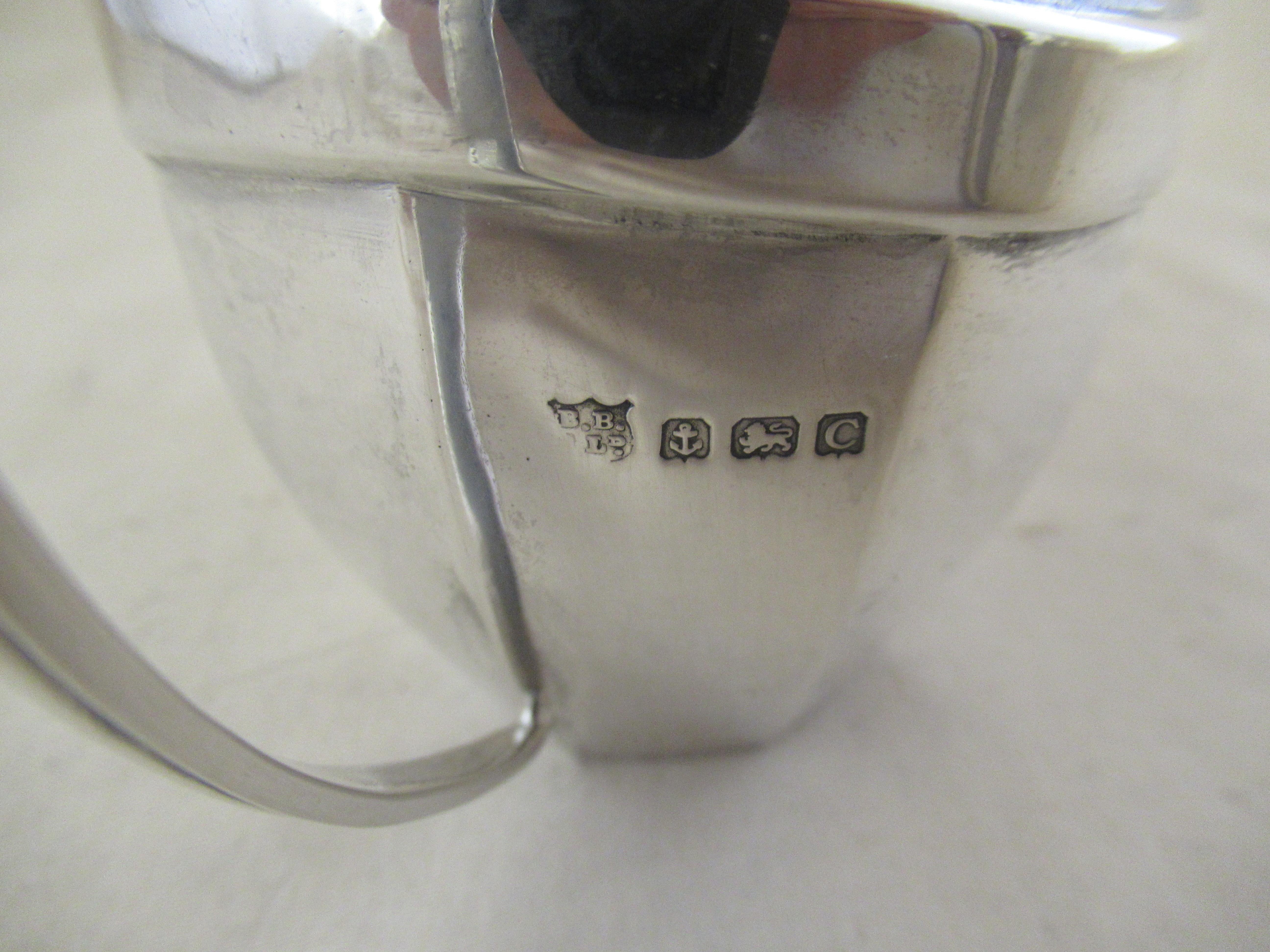 Sterling Silver Three Piece Teaset, Hallmarked:-Chester 1926 & Birmingham:-1927 For Sale 3