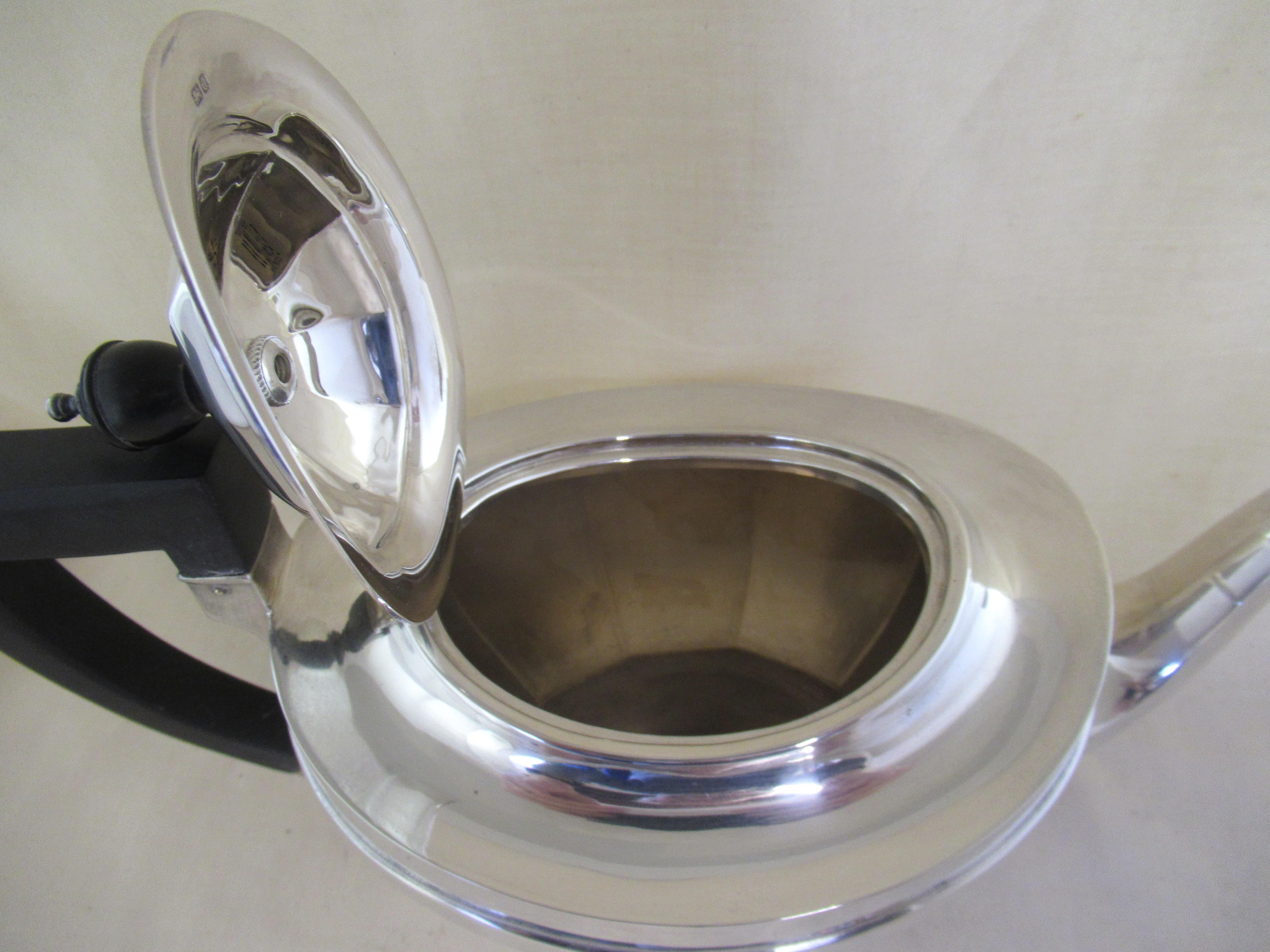 Hand-Crafted Sterling Silver Three Piece Teaset, Hallmarked:-Chester 1926 & Birmingham:-1927 For Sale
