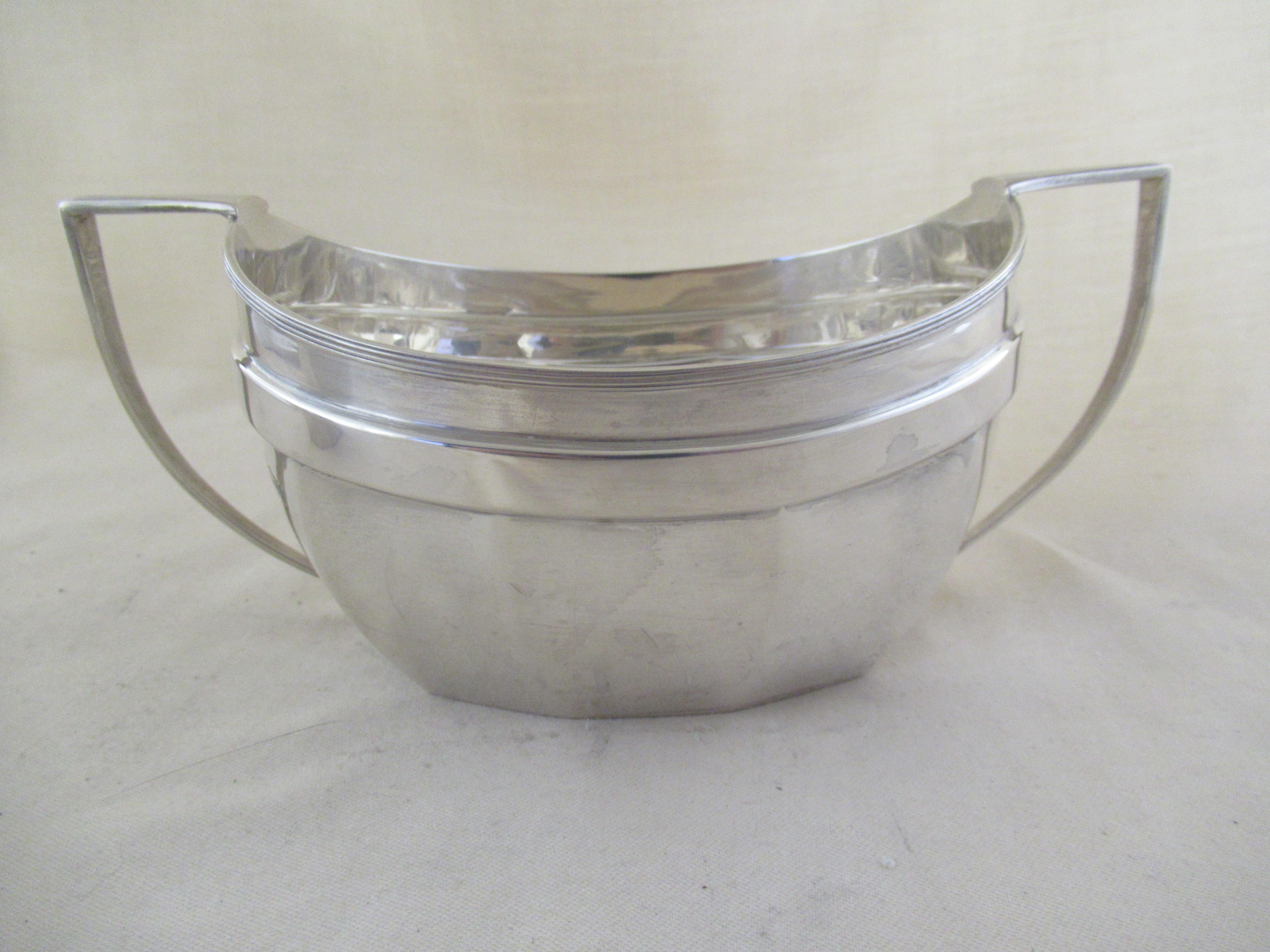 Sterling Silver Three Piece Teaset, Hallmarked:-Chester 1926 & Birmingham:-1927 In Excellent Condition For Sale In York, GB