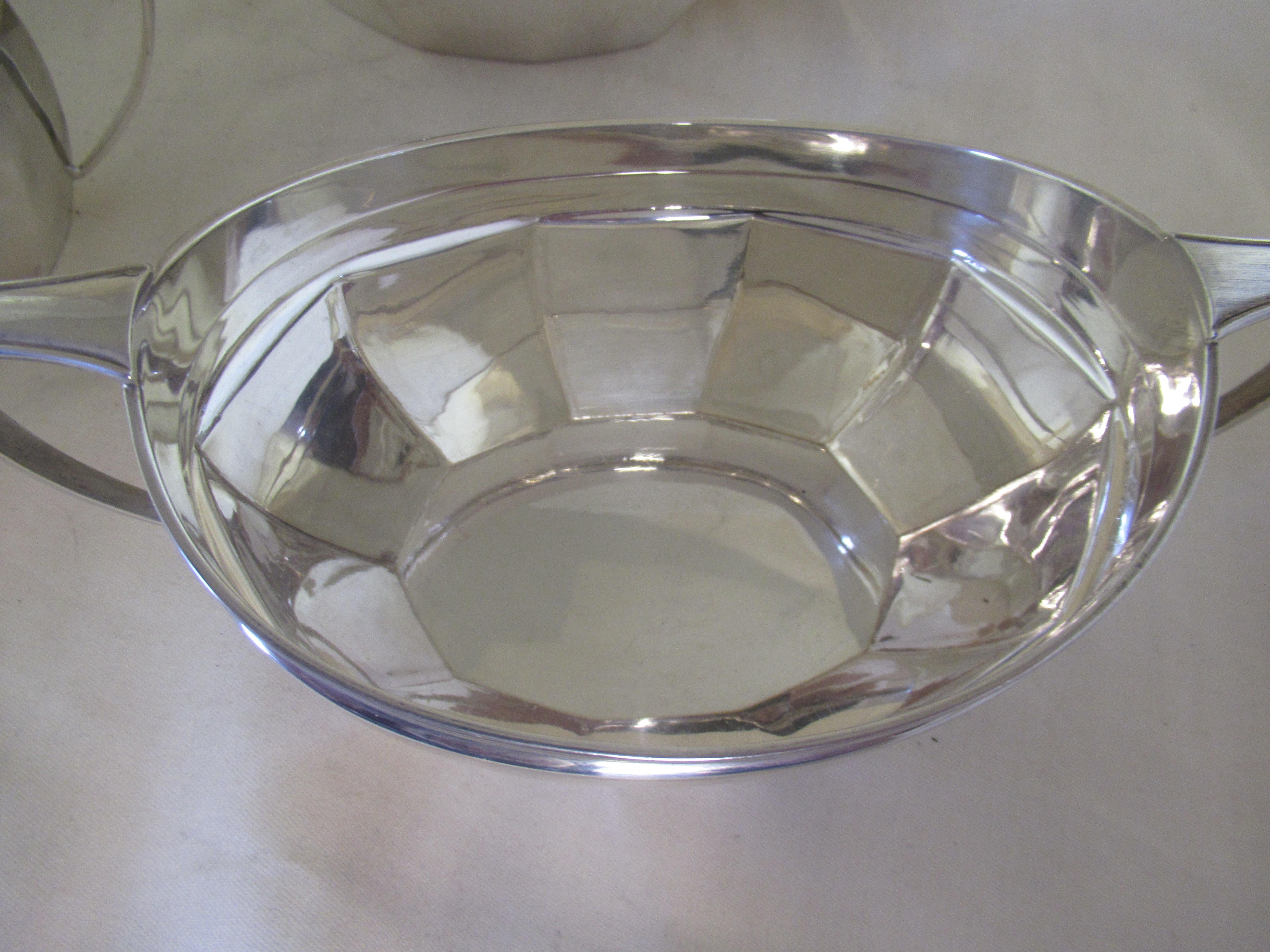 Sterling Silver Three Piece Teaset, Hallmarked:-Chester 1926 & Birmingham:-1927 For Sale 1