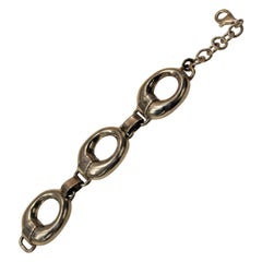 Sterling Silver, Three Rings Chain Bracelet, Handmade, Italy