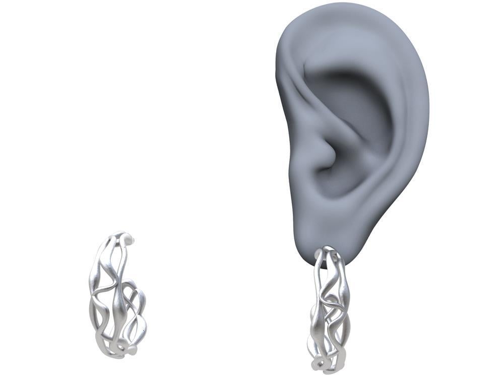 Sterling Silber Drei-Reihen-Ohrringe aus Seegras Damen im Angebot
