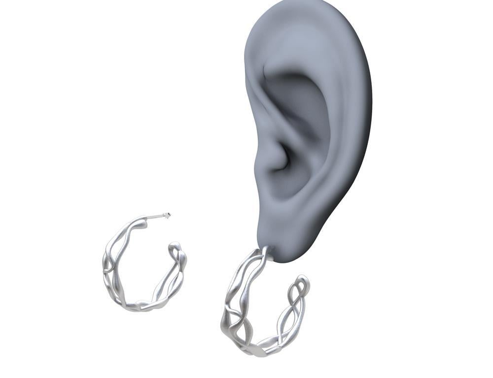 Sterling Silber Drei-Reihen-Ohrringe aus Seegras im Angebot 1