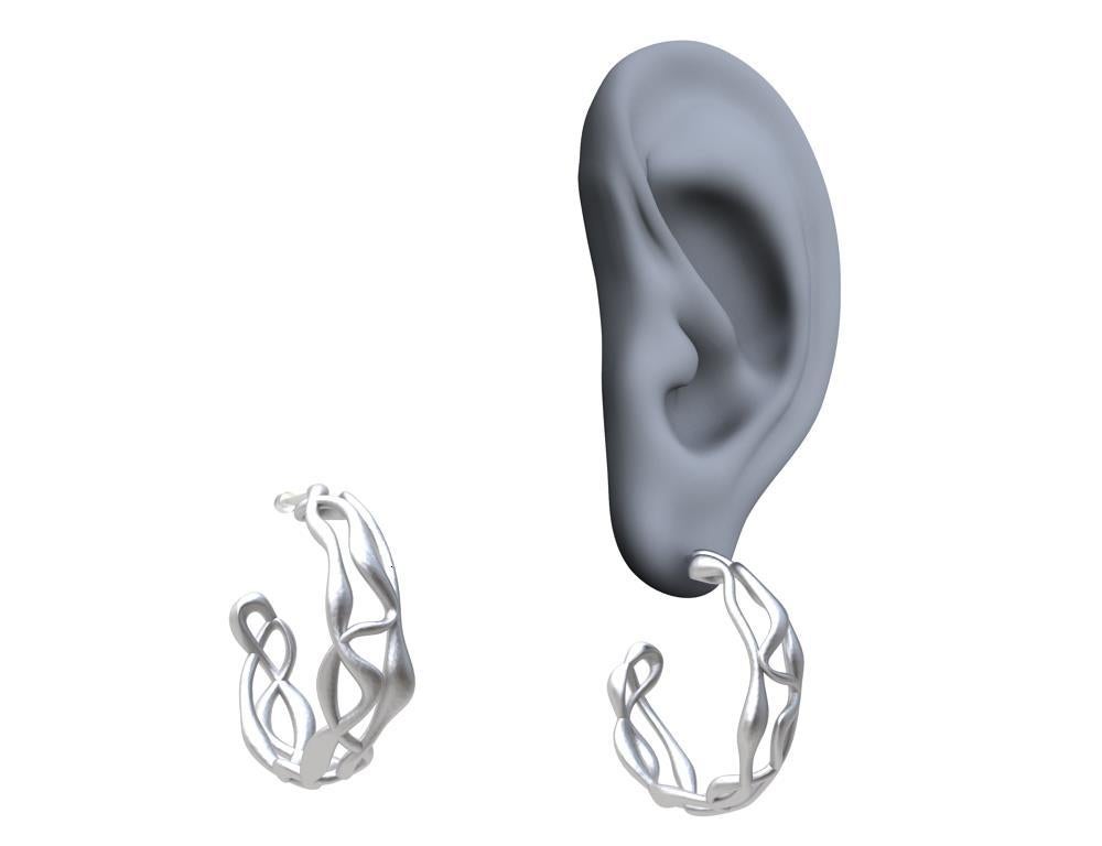 Sterling Silber Drei-Reihen-Ohrringe aus Seegras im Angebot 2