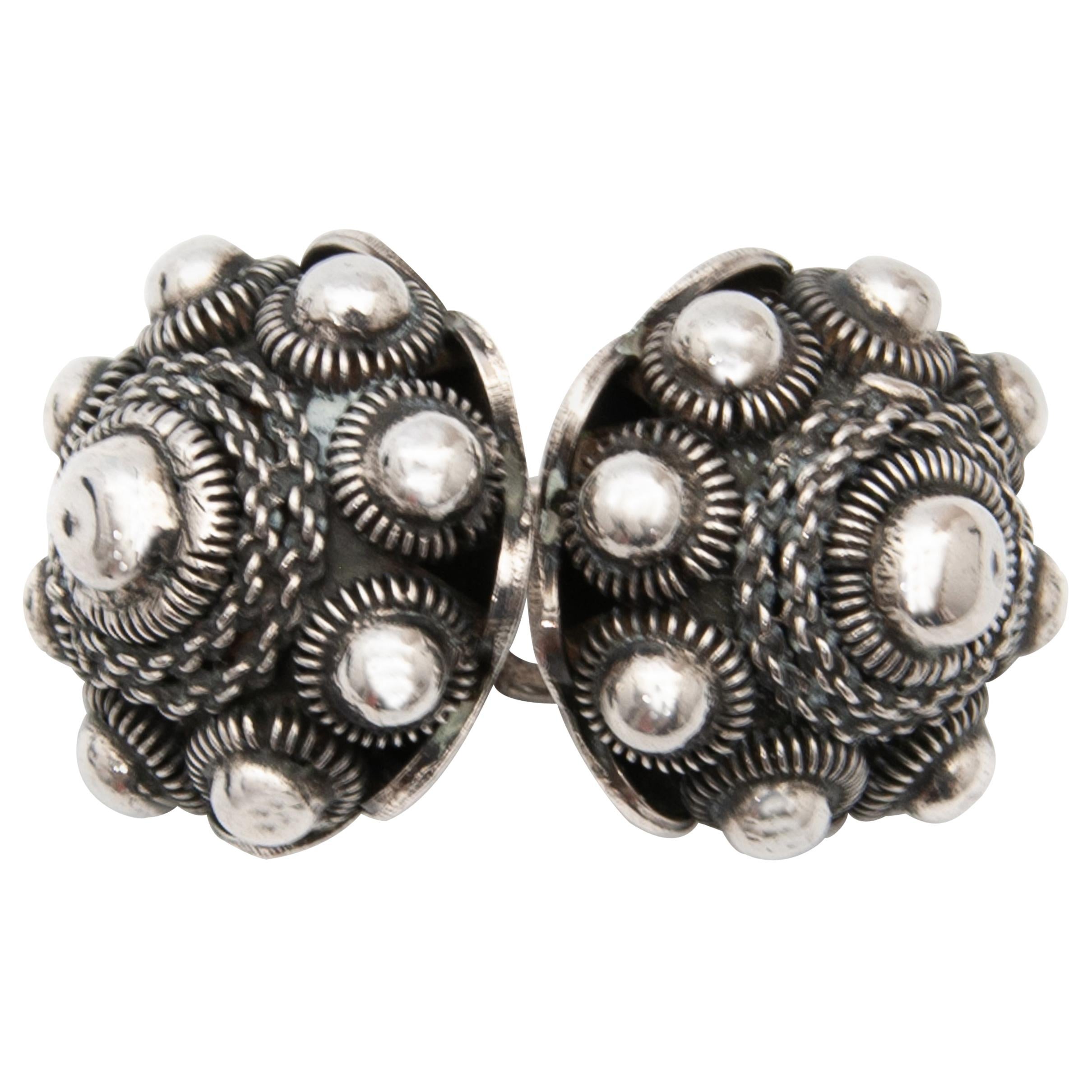 Antique Sterling Silver Throat Knots, Netherlands, 1900