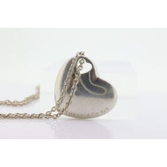 Sterling Silver Tiffany and Co Necklace Heart Pendant. Solid Pierced Double