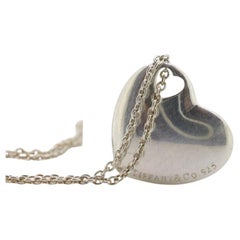 Sterling Silver Tiffany and Co Necklace Heart Pendant. Solid Pierced Double