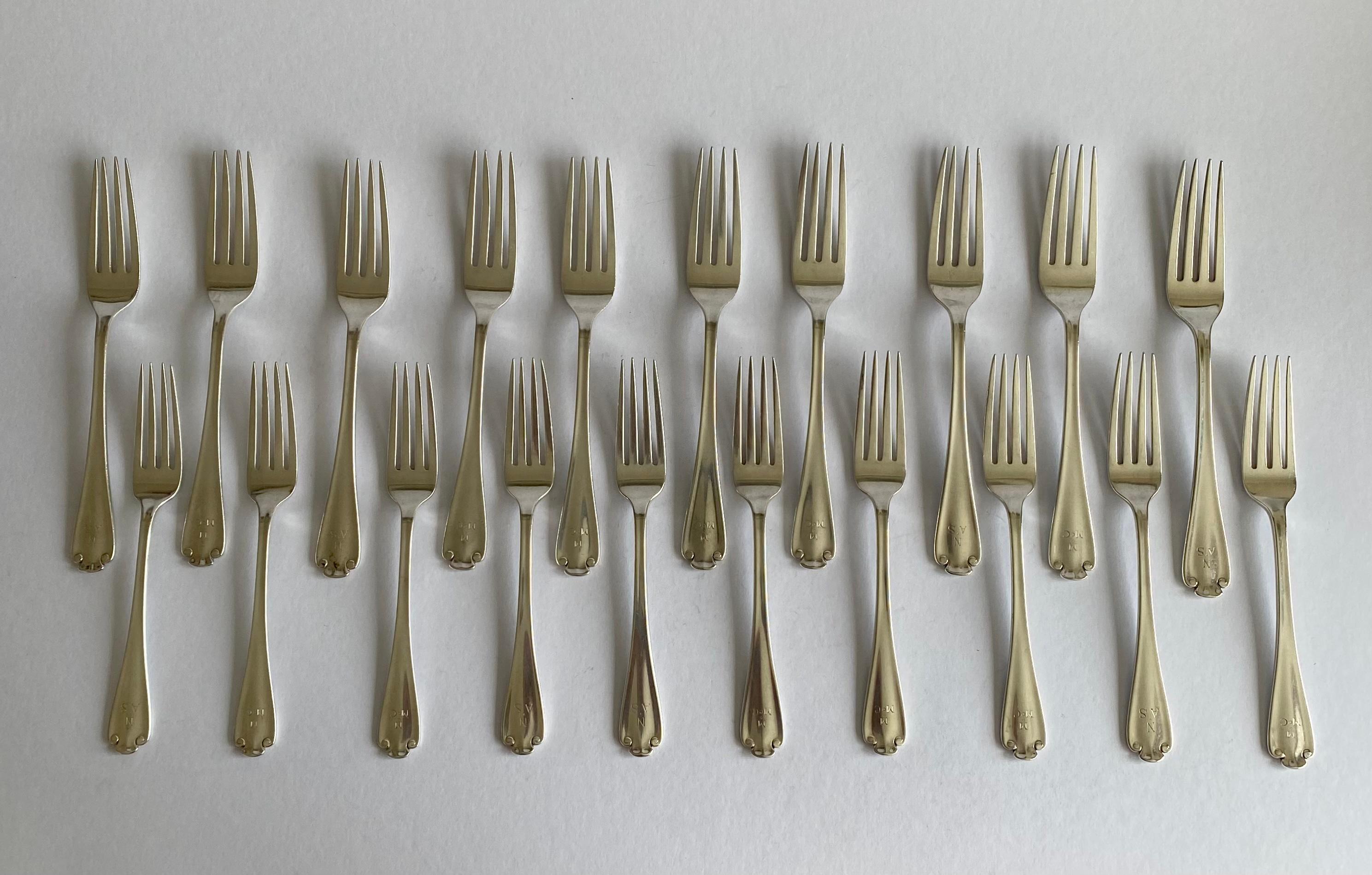 Forged Sterling Silver Tiffany & Co 118 Piece Canteen Cutlery Flemish Pattern Art Deco