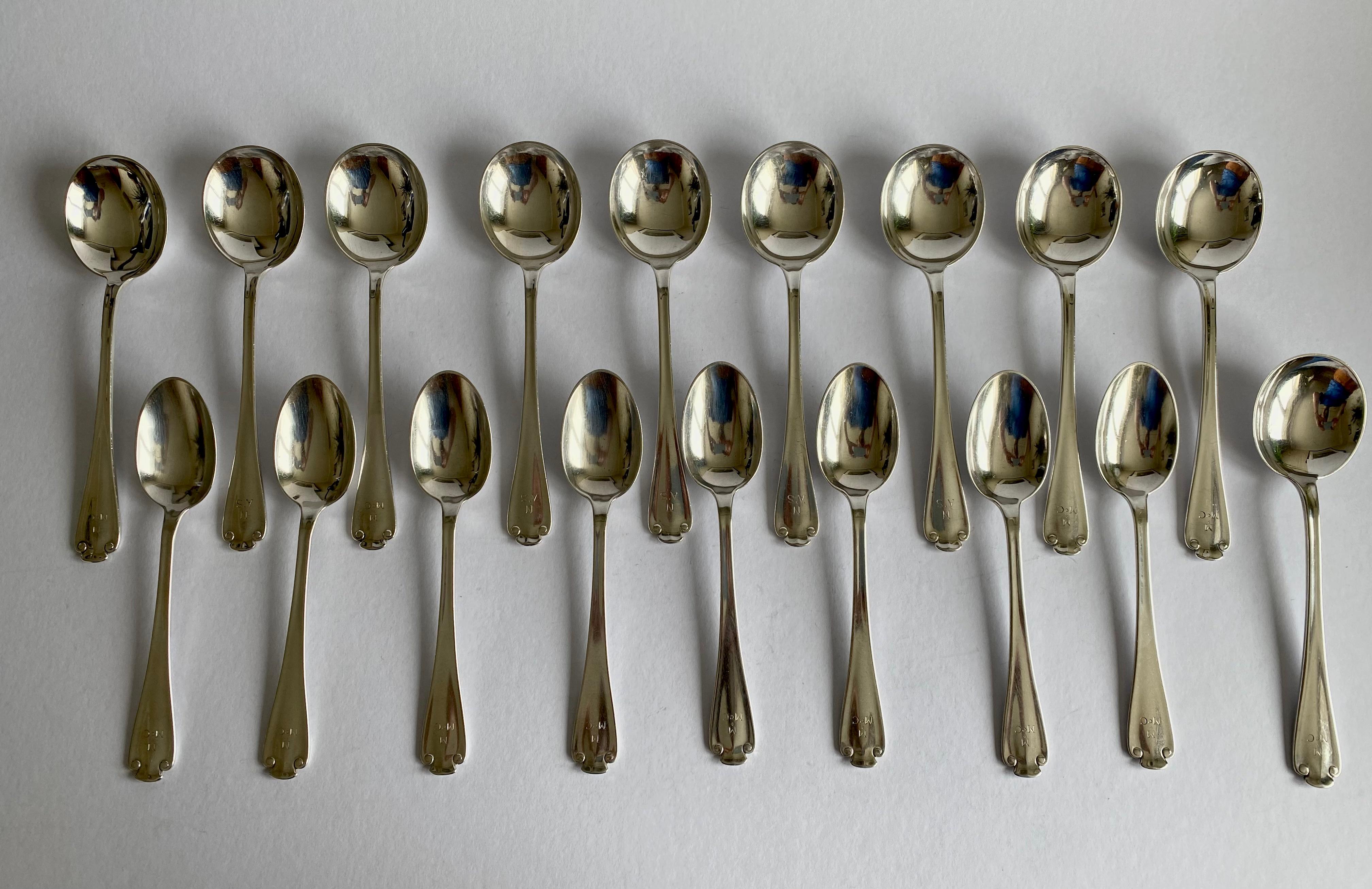 Sterling Silver Tiffany & Co 118 Piece Canteen Cutlery Flemish Pattern Art Deco 1