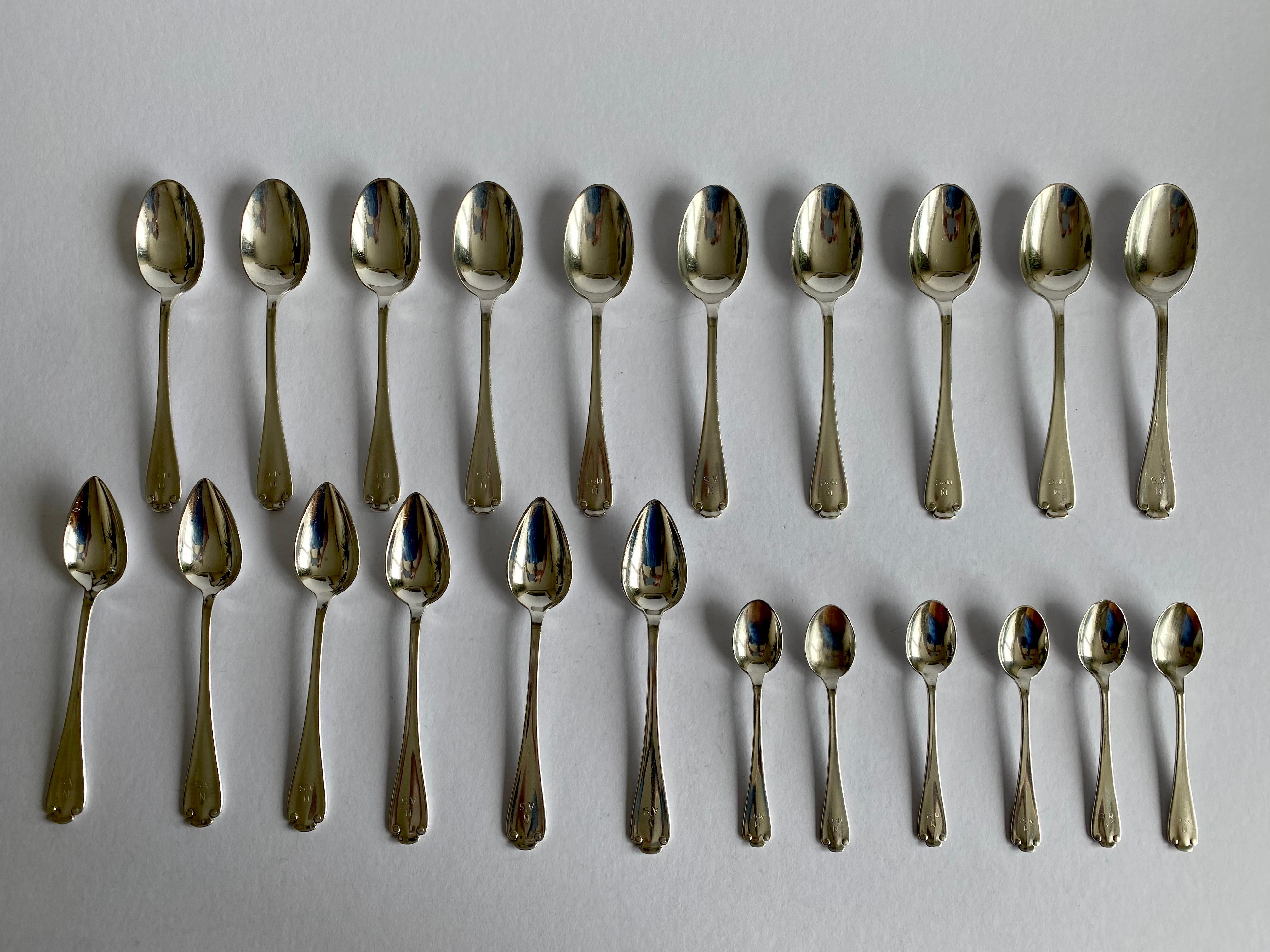 Sterling Silver Tiffany & Co 118 Piece Canteen Cutlery Flemish Pattern Art Deco 2