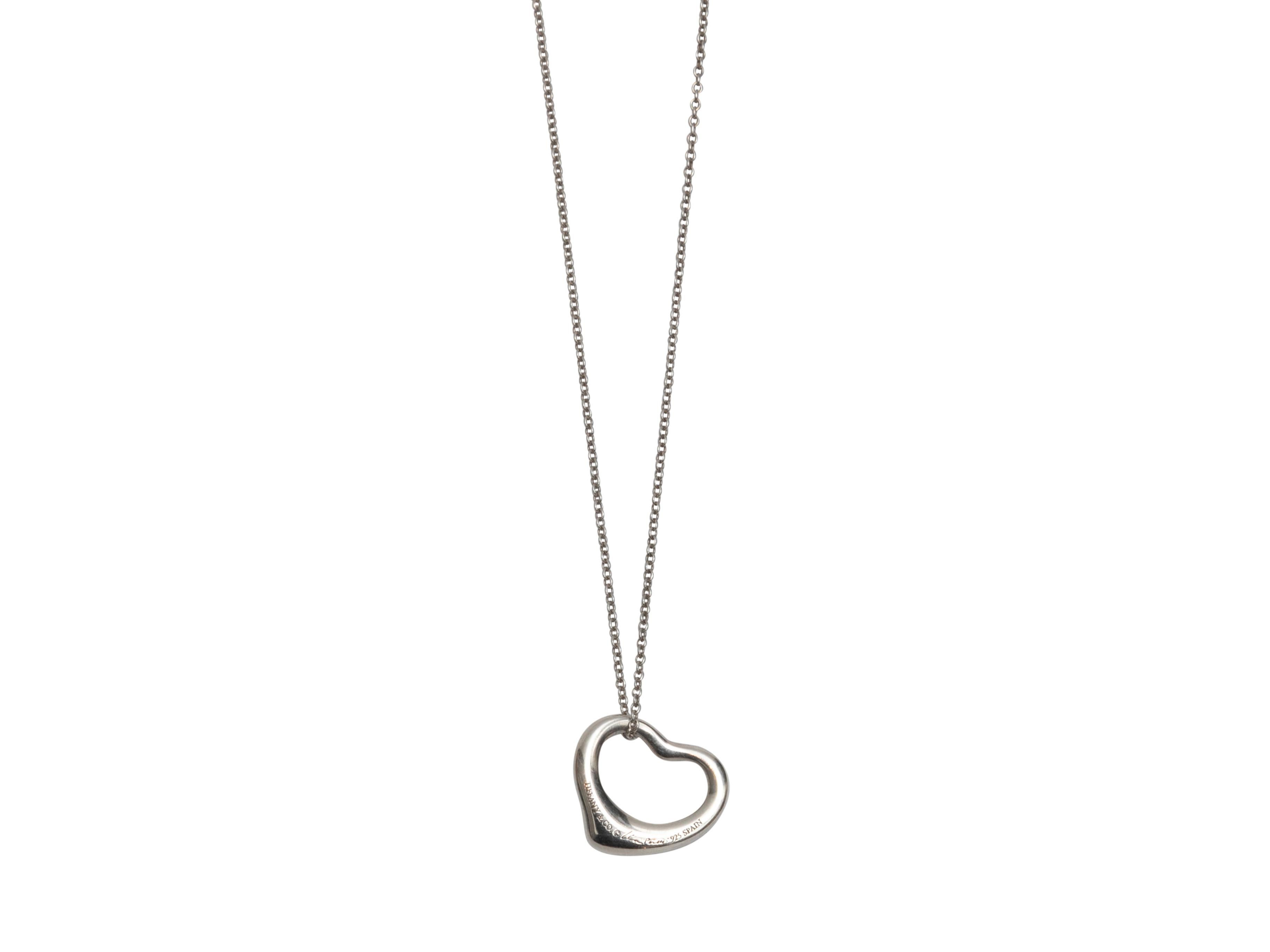 Sterling silver Elsa Peretti Open Heart pendant necklace by Tiffany & Co. Clasp closure. 9