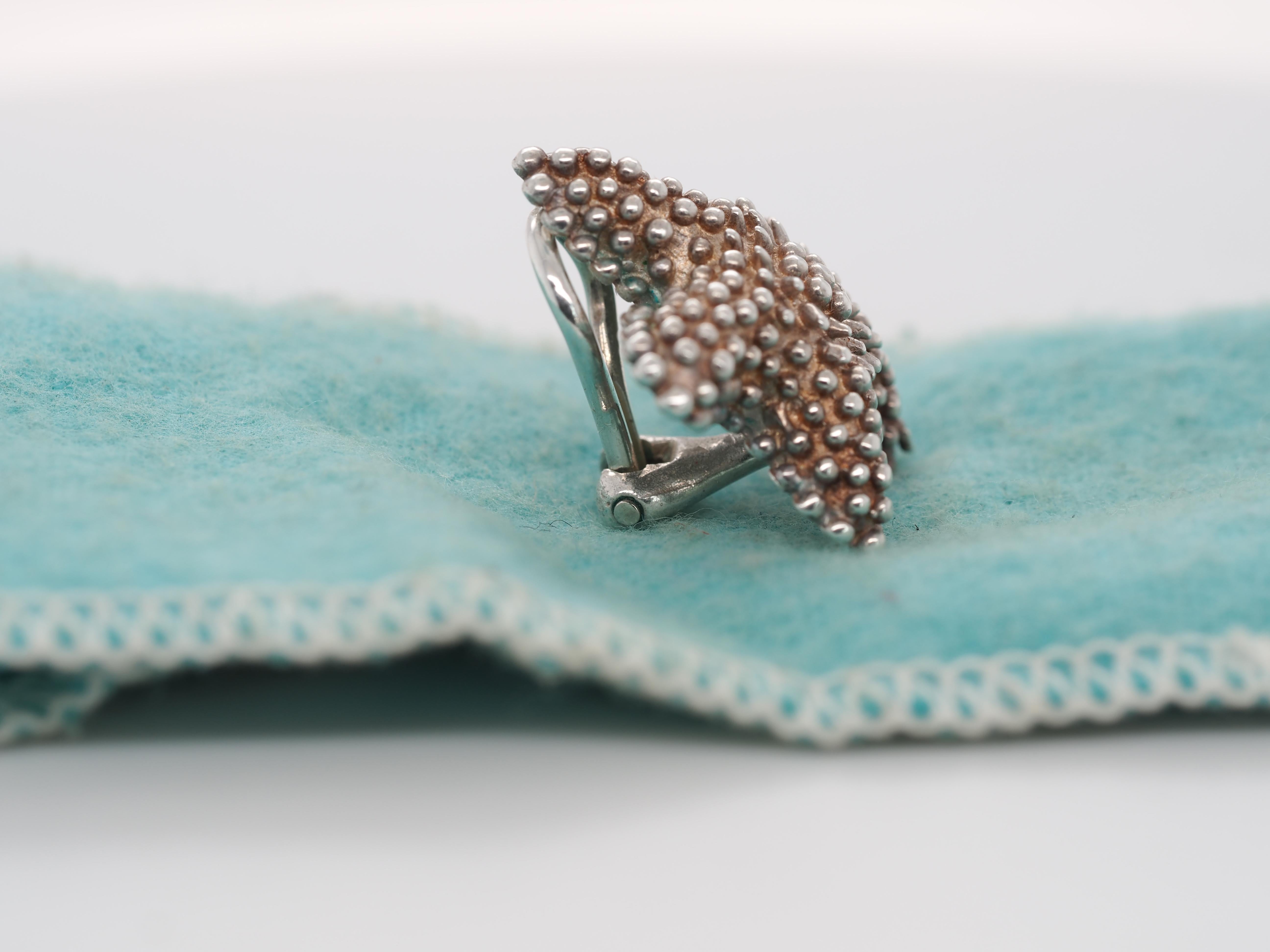 Tiffany & Co. Boucles d'oreilles à clip étoile de mer en argent sterling Bon état - En vente à Atlanta, GA