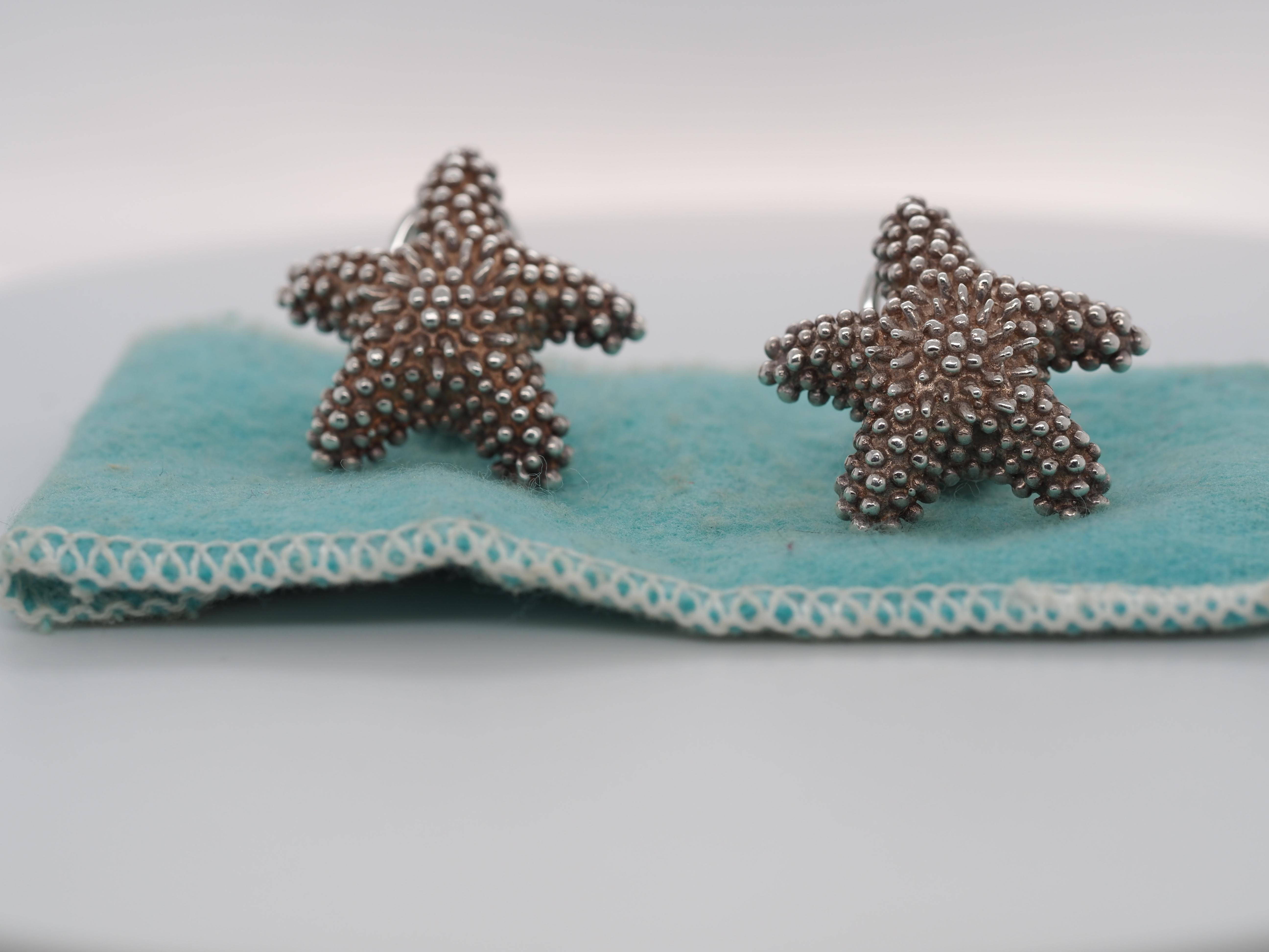 Sterling Silver Tiffany & Co Starfish Clip Earrings For Sale 3