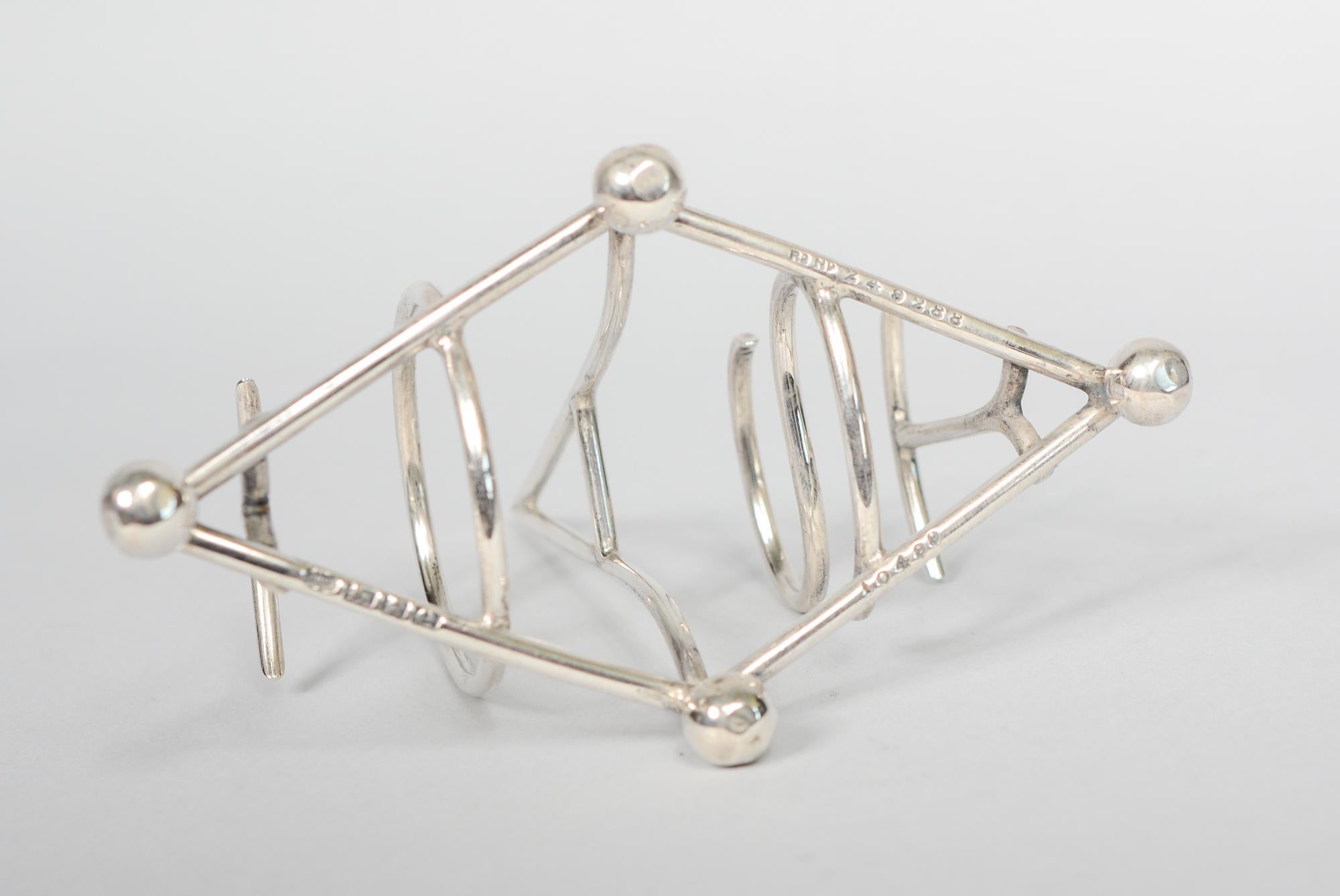Sterling Silver Toast Rack by Heath & Middleton Spelling Toast In Good Condition For Sale In San Mateo, CA