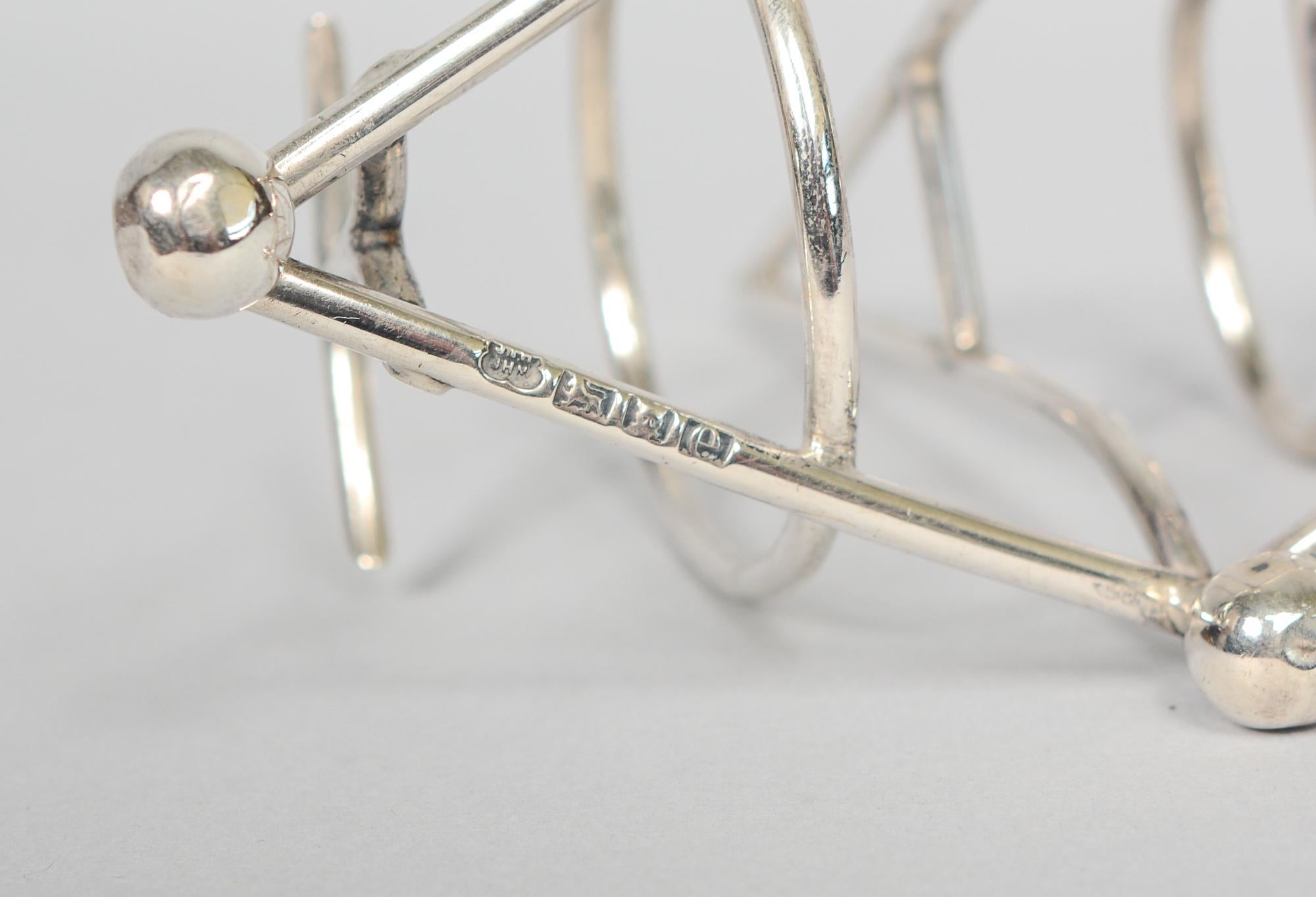 Sterling Silver Toast Rack by Heath & Middleton Spelling Toast In Good Condition In San Mateo, CA
