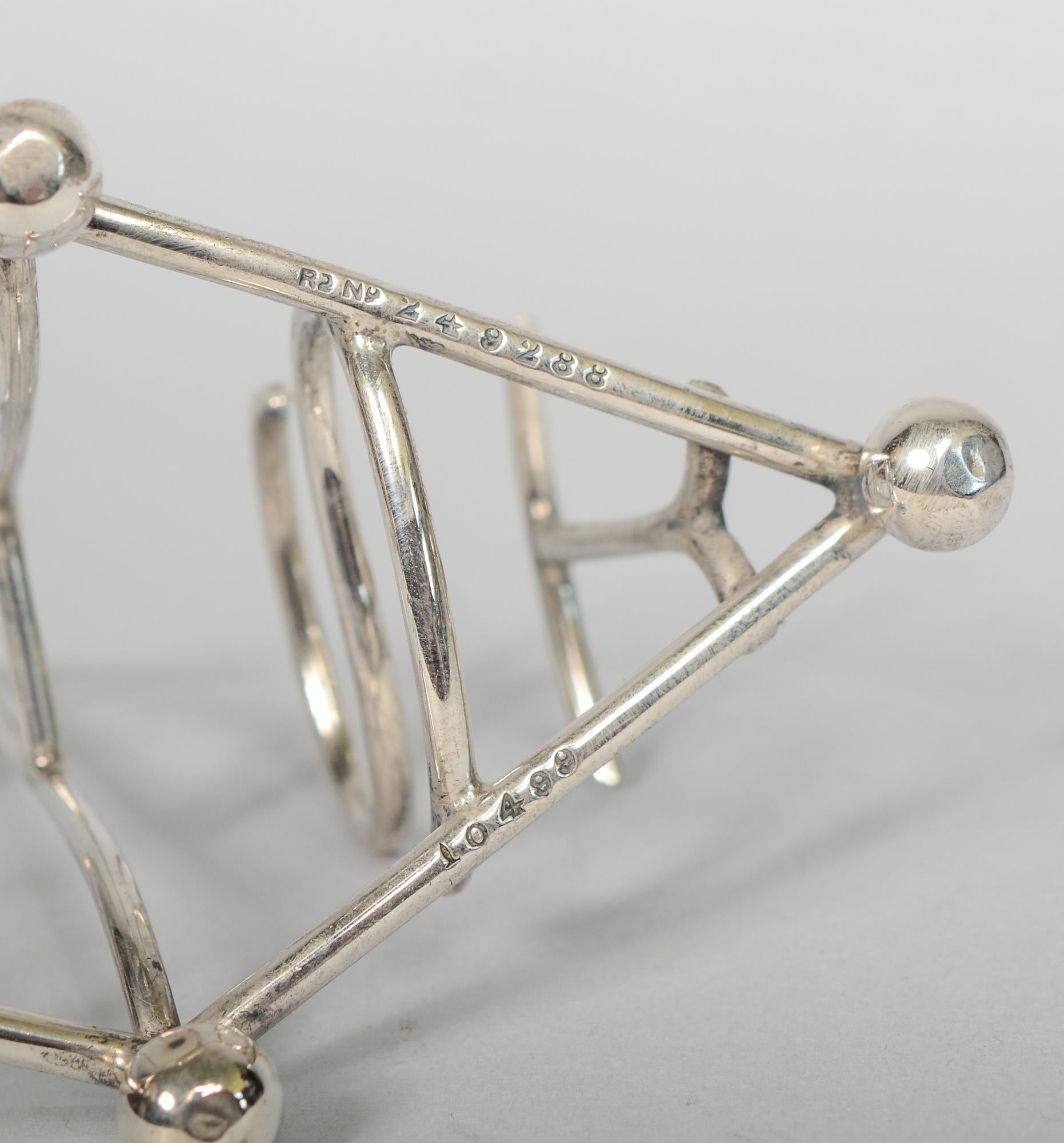 Early 20th Century Sterling Silver Toast Rack by Heath & Middleton Spelling Toast