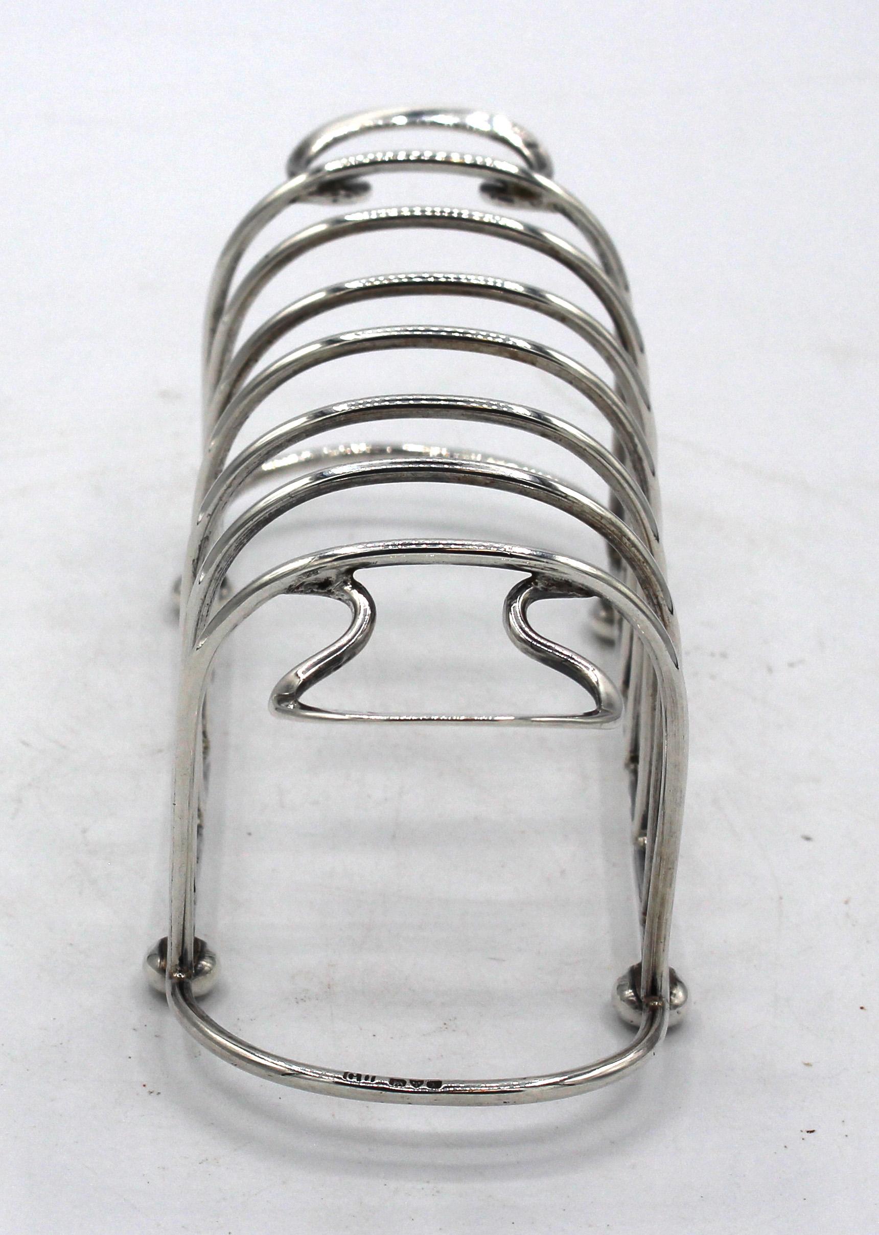 Art Nouveau Sterling Silver Toast Rack, Chester, England, 1910, by George Unite & Sons