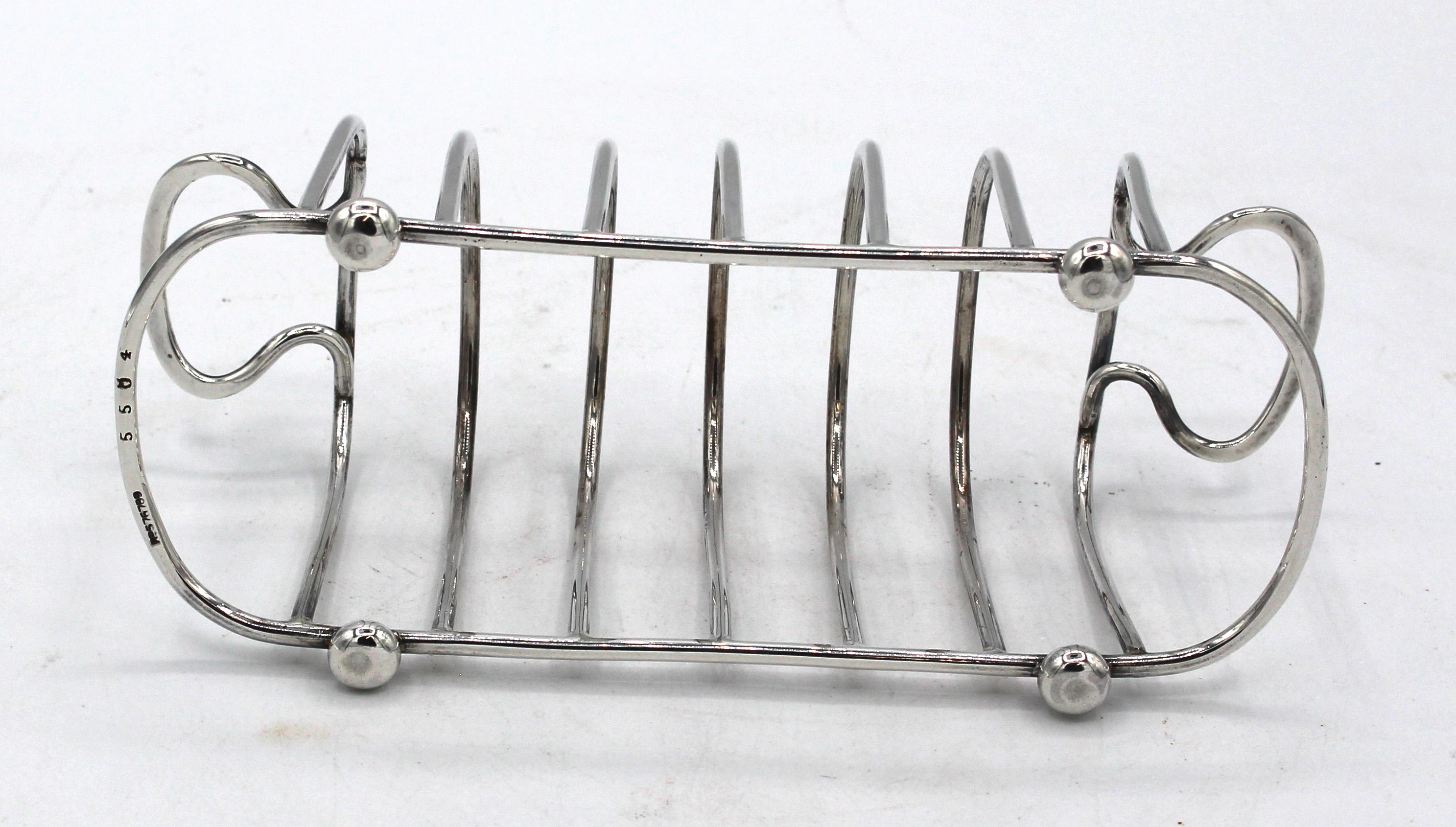English Sterling Silver Toast Rack, Chester, England, 1910, by George Unite & Sons