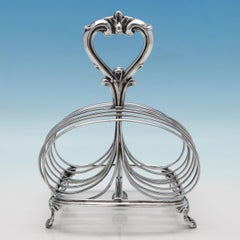 rack à toasts en argent sterling ancien du 19ème siècle par William Evans 1874