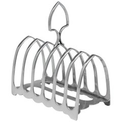 Gothic Revival Antique Sterling Silver Toast Rack by James Dixon & Sons