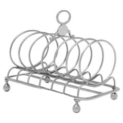George III Antique Sterling Silver Toast Rack, London 1805 by John Emes