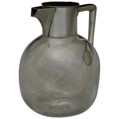 Sterling Silver Topped Cut Glass Claret Jug, Hallmarked 1890 Sterling Silver Topped Cut Glass Claret Jug, Hallmarked 1890