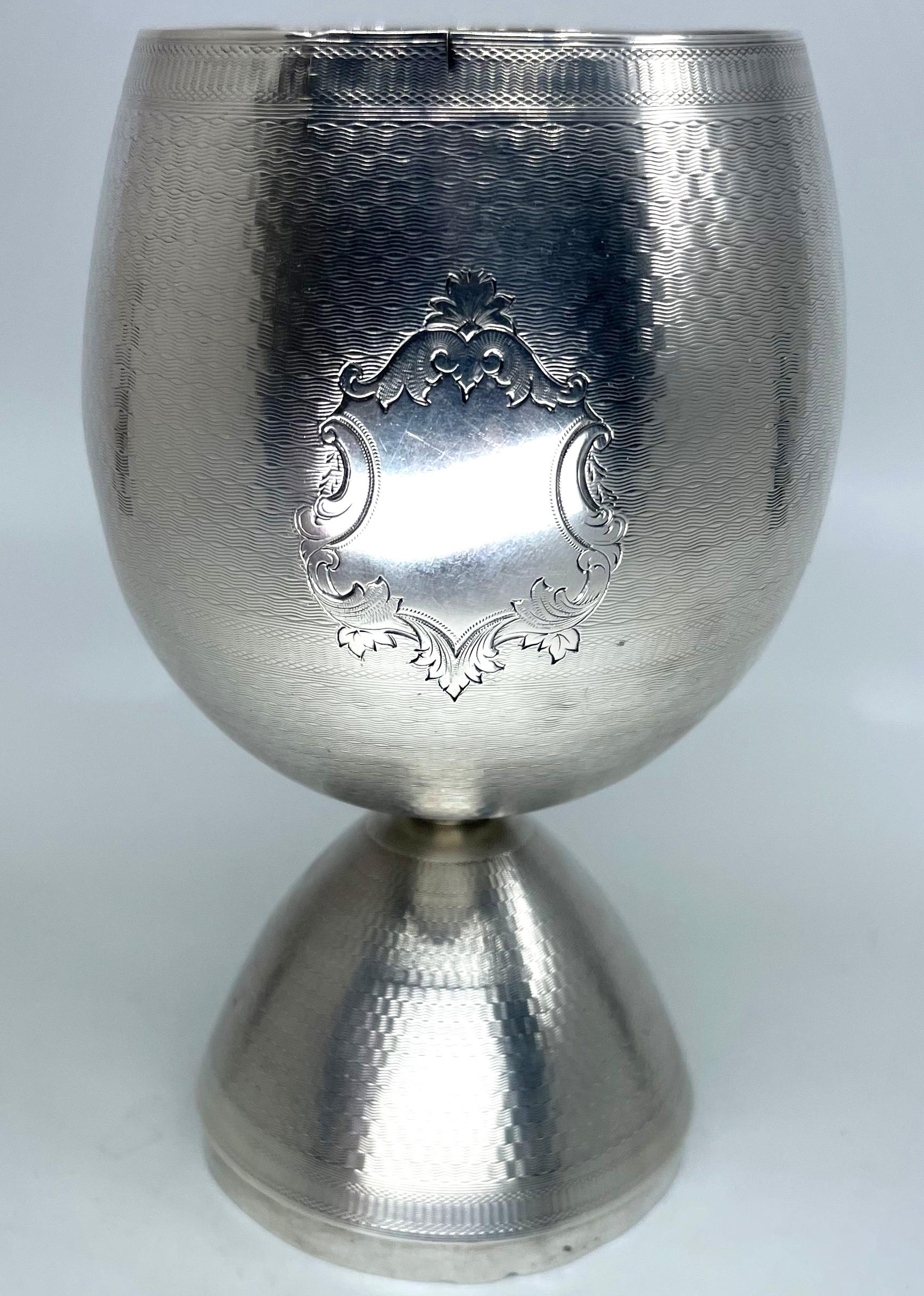 Sterling Silver Traveling Campaign Egg Chalice In Good Condition For Sale In New York, NY