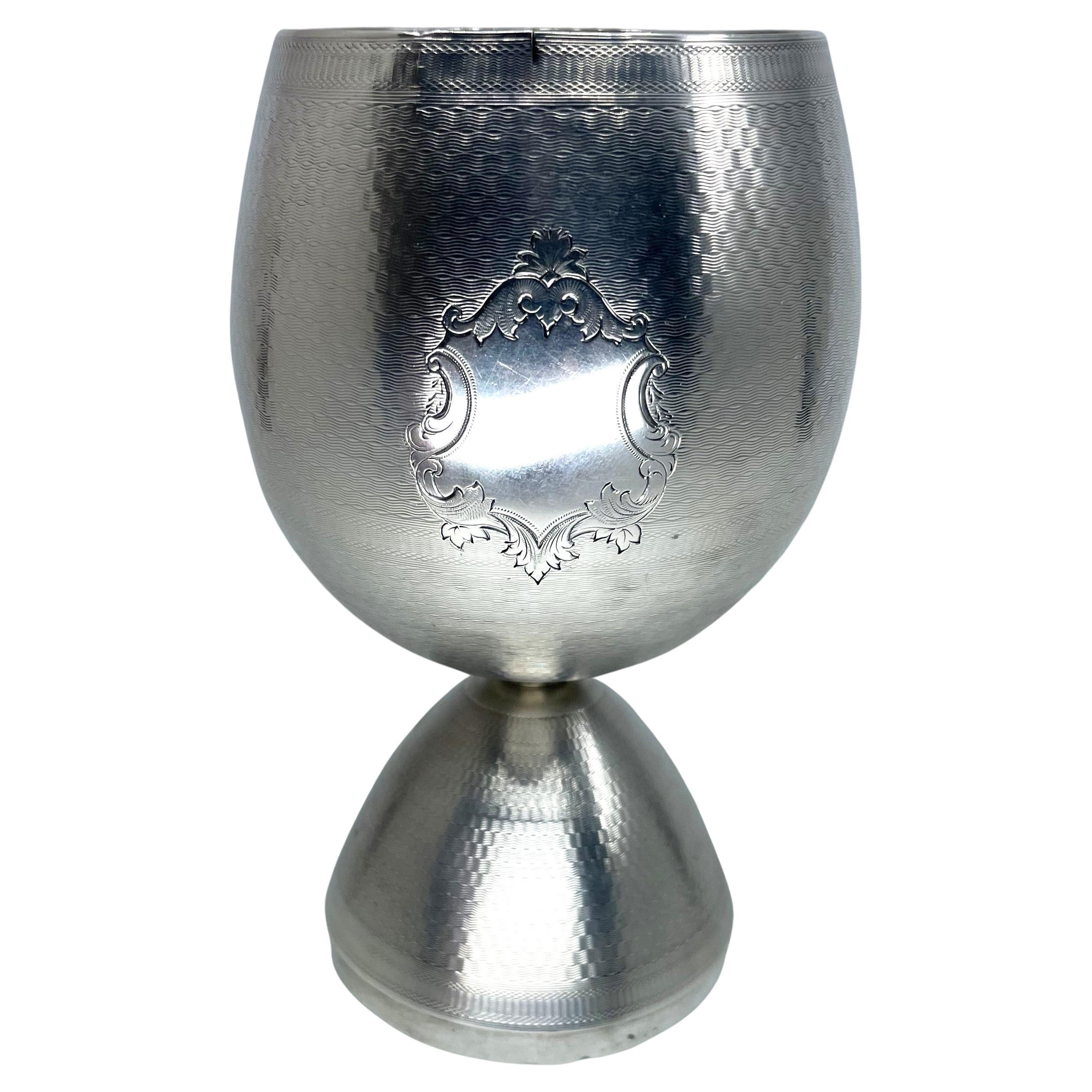 Sterling Silver Traveling Campaign Egg Chalice For Sale