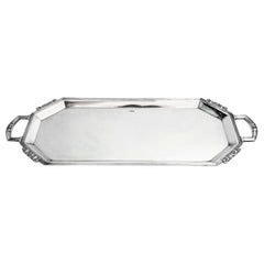 Sterling Silver Tray 1960 Art Deco Style Drinks Serving